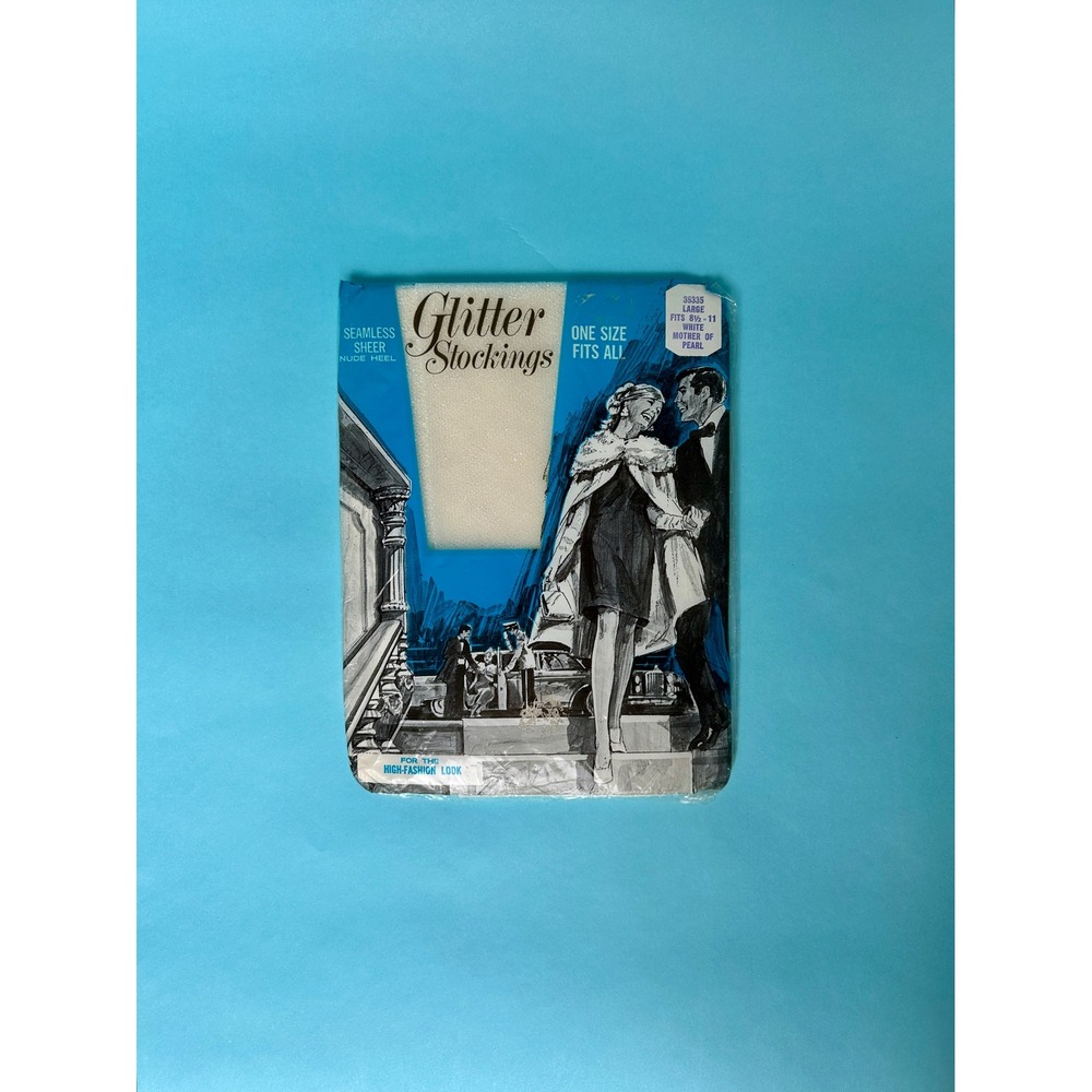Vintage 1960s Glitter Stockings‎ Deadstock Mother of Pearl Sheer Hosiery NOS